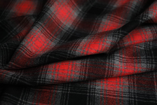 日本进口黑灰橘色格纹细腻斜纹编织短顺羊绒羊毛面料设计师布料