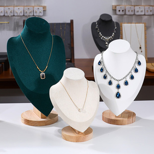 木质绒布项链展示架人像脖子，颈模饰品模特，首饰架珠宝陈列展示道具