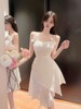 夏超仙纯欲风气质蕾丝喇叭袖开衫白色吊带裙收腰不规则连衣裙
