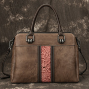 手提包大容量欧美女士包包真皮，复古红斜挎头层牛皮通用款女包