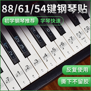 钢琴键盘贴纸88键透明61键54键儿童成人电子琴五线谱简谱按键贴