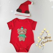 2023圣诞节宝宝衣服ins可爱圣诞老人，造型爬服连体衣1岁婴儿派对服