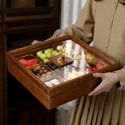 实木大容量糖果盒中式高档零食干果收纳盒客厅茶几水果盘2023