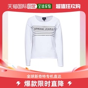 香港直邮Armani Jeans 阿玛尼牛仔 女士米白色棉质印字长袖T恤 3Y