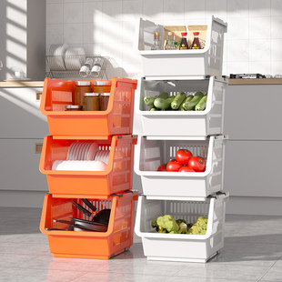 厨房蔬菜置物架客厅玩具收纳架落地多层果蔬筐，杂物整理架叠加篮子
