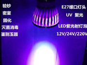 220V紫光射灯泡12V24V紫外线LED灯验钞无影胶固化密室灭菌UV聚光