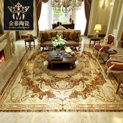 黄色奢华镀金抛晶砖，地面拼花抛金地毯客厅，餐厅拼图瓷砖1.8x2.4米