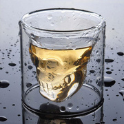 双层玻璃酒杯洋酒杯威士忌 创意鸡尾酒骷髅头酒杯子 伏特加酒杯