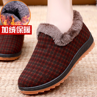 冬季女棉鞋平底保暖老北京布鞋女软底防滑奶奶，棉靴加绒老年妈妈鞋