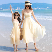 2023亲子装沙滩装海边母女装雪纺洋装长裙，公主超仙三亚度假出游
