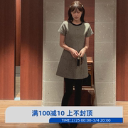 韩国直邮2023年冬装cherrykoko优雅气质小香风，收腰显瘦短袖连衣裙
