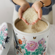 景德镇陶瓷米缸10斤装米桶，带盖密封罐储米箱储米罐家用面粉桶防虫