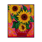diy数字油画田园太阳花，向日葵手绘填色花卉沙发，背景墙客厅装饰画