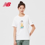 New Balance NB 奥莱女款夏季短袖白色可爱印花T恤