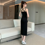 黑色吊带裙女夏季气质连衣裙2024裙子性感露背修身显瘦背心裙