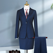 西服套装女职业装宝蓝色，上衣外套正装时尚气质，商务裙工作服wy3002
