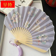 贝壳扇日式和风棉布摺扇可爱迷你小扇子夏季可携p式摺叠扇汉服和