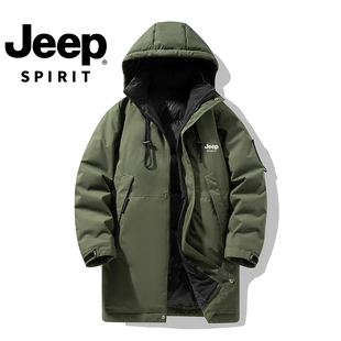 jeep吉普羽绒棉衣，中长款男士外套冬季加厚2023棉服棉袄军大衣