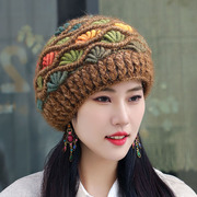 冬季帽子女帽针织帽毛线帽羊毛，手工帽妈妈帽，保暖护耳帽可爱瓜皮帽