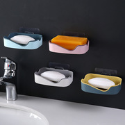 大量强力痕粘贴沥水香皂盒，创意双层免打孔浴室置物架双色壁挂