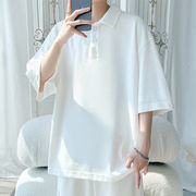 2025夏季新款韩版情侣装班服工装半袖大码宽松短袖T恤简约POLO衫