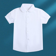 2024夏季女童花边领短袖白色衬衫中大童小学生校服半袖白衬衣
