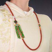 南红玛瑙项链纯银108颗念珠，中式流苏款，脖子挂件饰品女长款多宝串