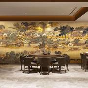 中式清明上河图壁画电视背景墙，壁纸客厅古典大气，大型立体自粘墙贴