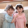 左小甜娃娃领刺绣小清新糖果色连衣裙-620053