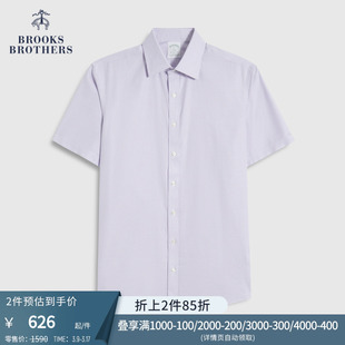 Brooks Brothers/布克兄弟男士夏棉质修身条纹免烫短袖正装衬衫