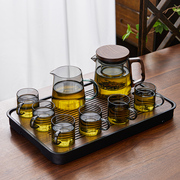 玻璃茶具套装家用茶盘，功夫茶杯透明简约客厅，办公室高温茶壶泡茶壶
