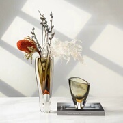 现代轻奢玻璃花瓶套装酒店客厅餐桌样板间售楼处酒柜饰品组合摆件