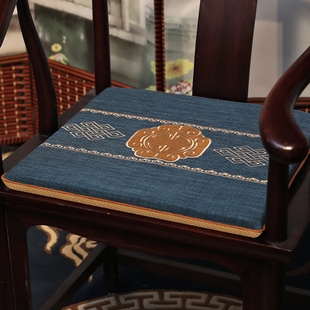 中式椅垫实木餐桌餐椅太师椅，圈椅垫茶椅棉麻红木沙发椅子坐垫定制