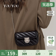 toutou2024高级感牛皮链条包时尚(包时尚)简约百搭小方，包单肩斜挎包女