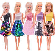 亮片修身连衣裙晚礼服适合11寸Barbie 30cm芭比娃娃衣服配件