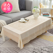 茶几桌布pvc防水防烫台布，家用欧式茶几桌布，塑料蕾丝长方形烫金
