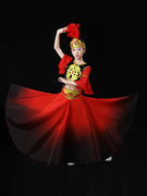 儿童新疆维吾族舞蹈演出服，维族裙子手鼓舞表演服装大摆裙练习