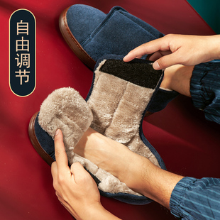 秋冬中老年人专用棉拖鞋男女加绒高包跟保暖牛筋厚底防滑居家棉鞋