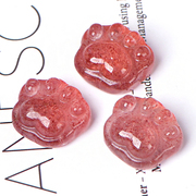 天然草莓晶猫爪diy饰品配件，材料横孔竖粉晶，挂件吊坠项链手链水晶