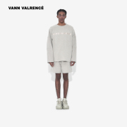 vannvalrence结构拼接灰色，针织短裤套装男个性，时尚五分裤夏款