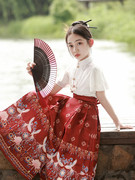 中国风女童马面裙儿童小仙女汉服古装套装薄款夏季长短袖明制唐装