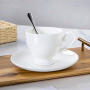 景德镇欧式骨瓷白色杯子，下午陶瓷茶具创意居家软装咖啡杯碟送勺子