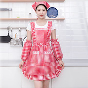 双层棉布围裙女家用做饭厨房防水透气工作服两件套防油罩衣