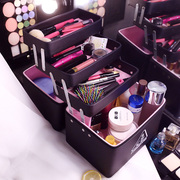 极速五层化妆包3CE手提专业化妆师专用化妆箱大容量黑色硬折叠收