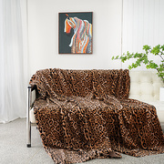 美式复古经典款豹纹，图案仿皮草高端毛毯，盖毯奢华豪宅别墅样板间