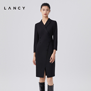 lancy朗姿春季羊毛，职业西装连衣裙女收腰，气质高级感通勤裙子