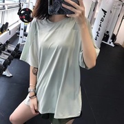 速干t恤夏薄款瑜伽服短袖，大码运动上衣女，宽松胖mm罩衫跑步健身服