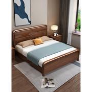 胡桃木全实木床1.8米轻奢家用现代简约主，卧室大床高箱储物双人床
