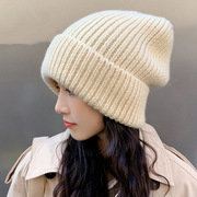 冬天毛线帽子女韩版百搭粗线，堆堆帽秋冬季保暖加厚休闲时尚针织帽