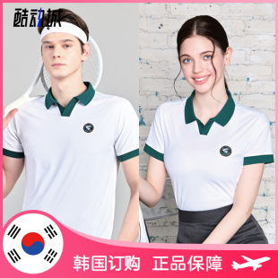 2024春夏 VITRO韩国羽毛球服上装 男女款翻领小标速干运动短袖T恤